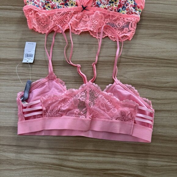 NWOT Aerie American Eagle Bras Set of 3 S Eyelet Lace Bralette Balconette Pink - Picture 3 of 9